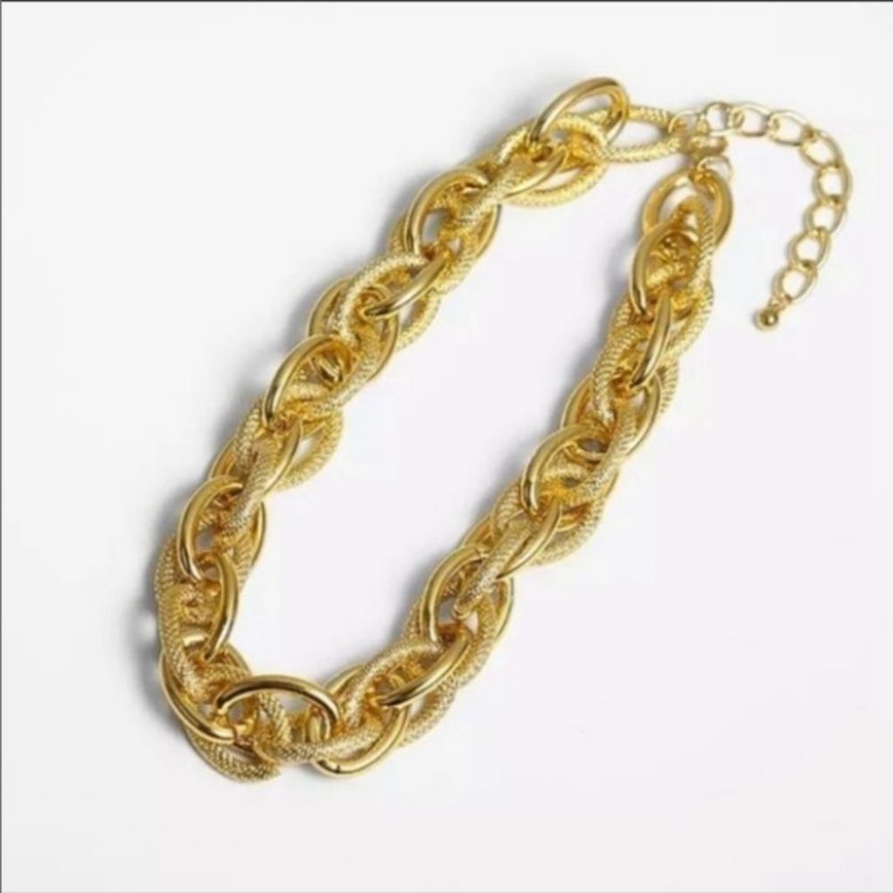 ***18k Chunky Gold Chain Punk Choker Necklace - Picture 7 of 10